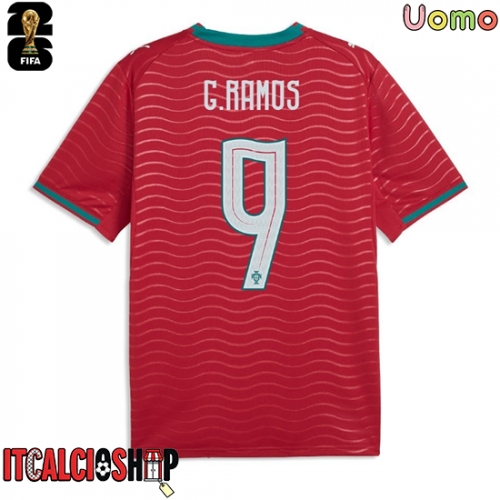 Portogallo Goncalo Ramos #9 Prima Maglia Mondiali 2026 Manica Corta